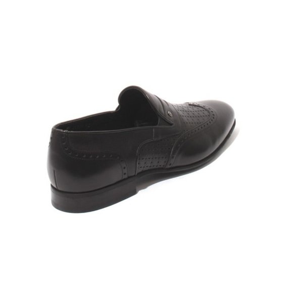 ROBERTO SERPENTINI 44926 Black Leather Slip On Oxfords Shoes main image 8